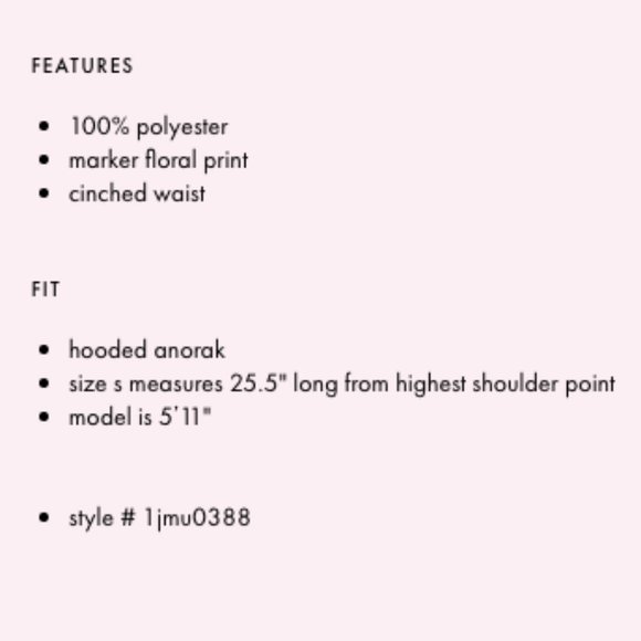 kate spade athleisure marker pink floral anorak jacket size small nwt - Picture 4 of 8